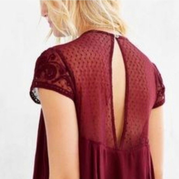 Anthropologie KIMCHE BLUE Trapeze swing out Burgundy dress size SMALL - Picture 3 of 10